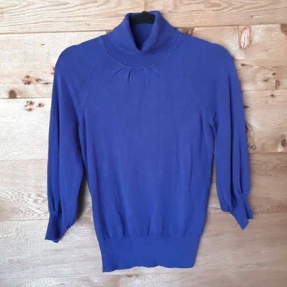 Express Purple Turtleneck with Elbow Bubble Sleeves Size Small - Picture 1 of 3